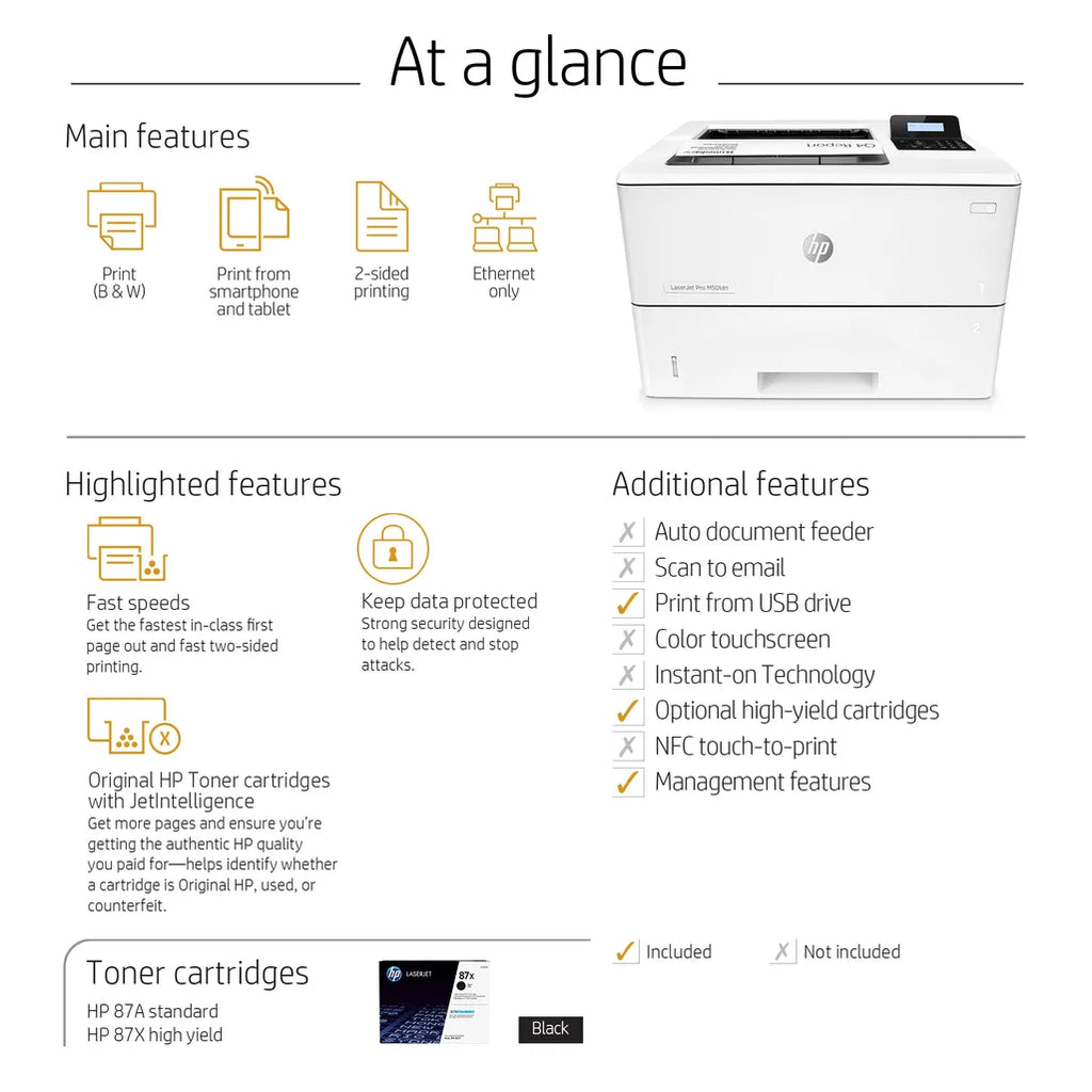 HP LASERJET PRO M501DN MONO PRINTER