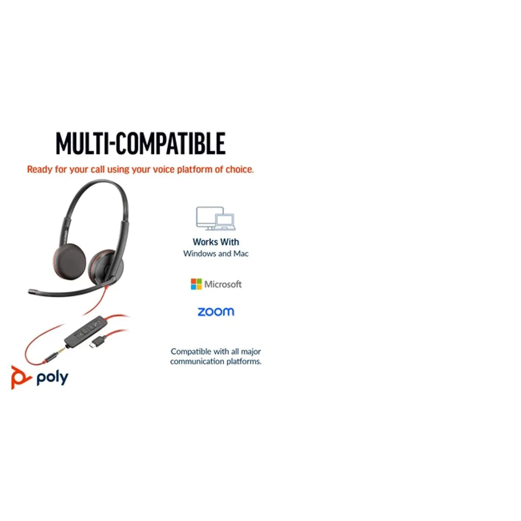 HP Poly Blackwire 3225 Stereo Headset